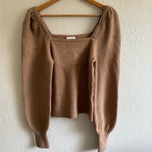 H&M puff sleeve sweater long sleeve square neck